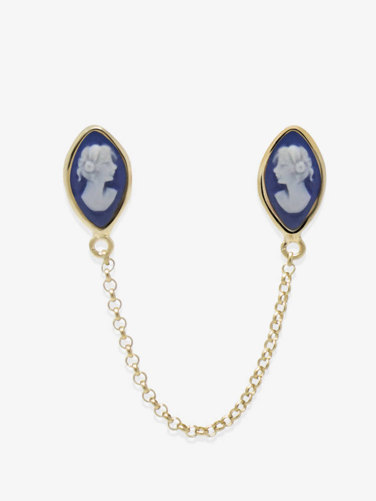 Single mini blue cameo earrings – Fany Artisanat Méditerranéen