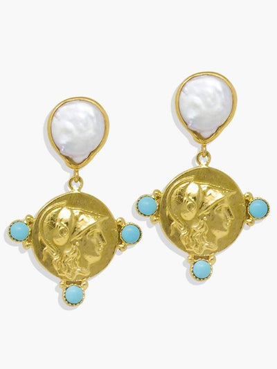 Athena Perles Et Turquoise Boucles d'Oreilles - Image 1