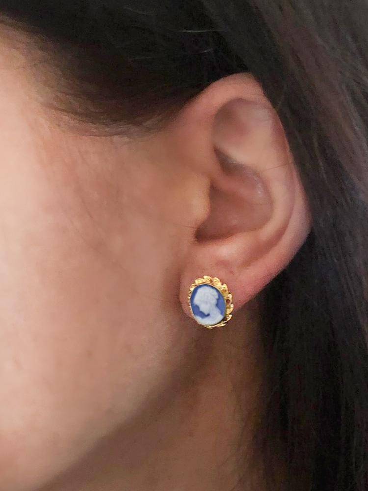 Boucles d'oreilles Camée Bleues - Image 3