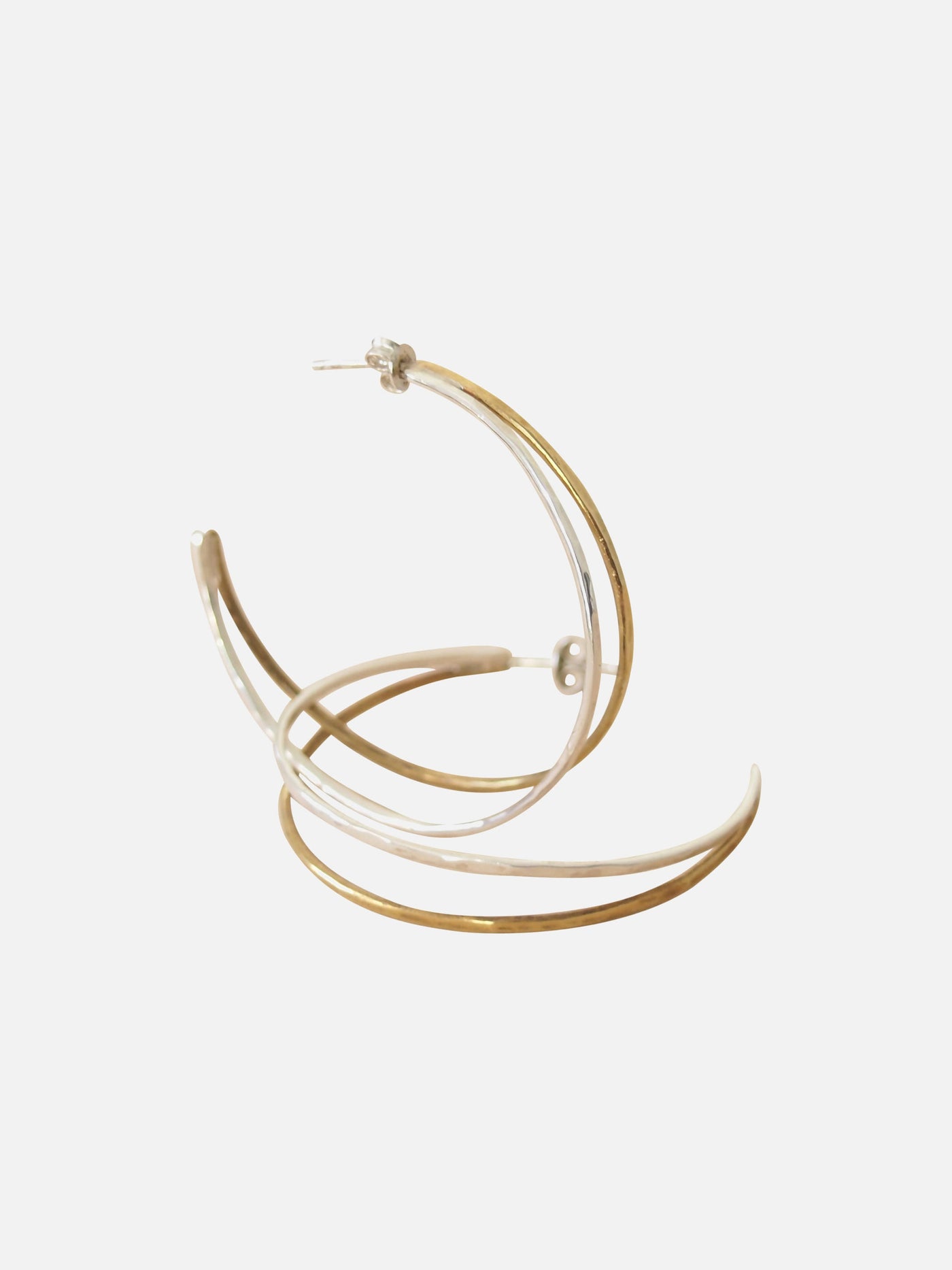 Boucles d'oreilles pendantes - Bi-metal hoops (argent 925 recyclé) - Image 1
