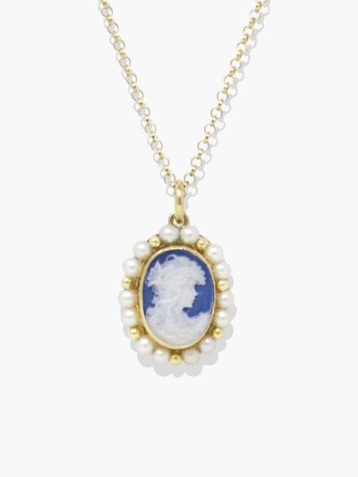 Little Lovelies Collier Camée Bleu Et Perles - Image 1