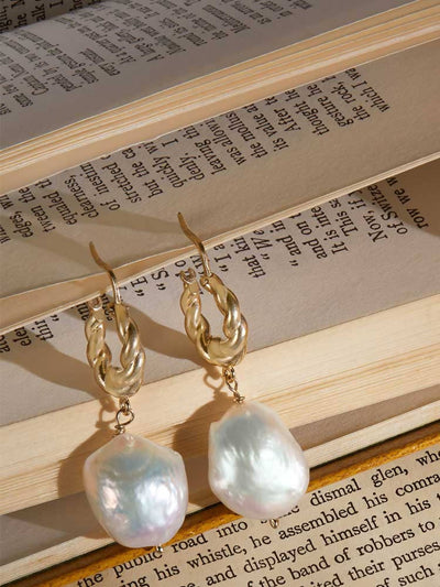 Boucles d'oreilles argent plaqué or et perles - Victoria