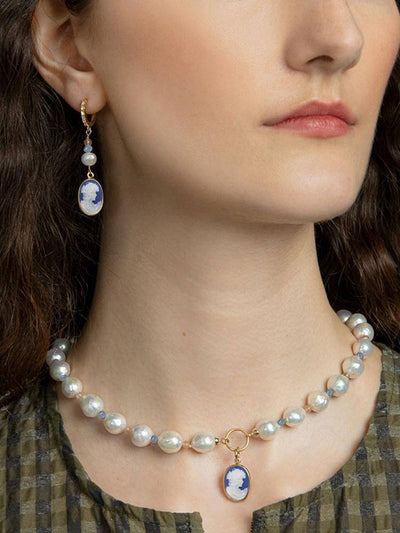 Little Lovelies Collier Perles Avec Camée Bleu - Image 2