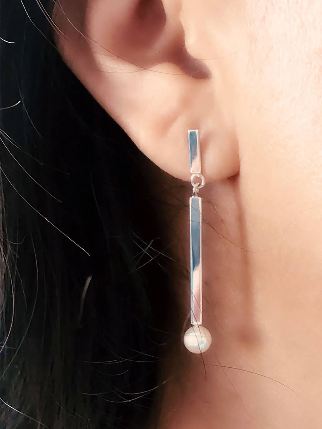 Boucles d'oreilles argent recyclé - "Lys" - Image 4