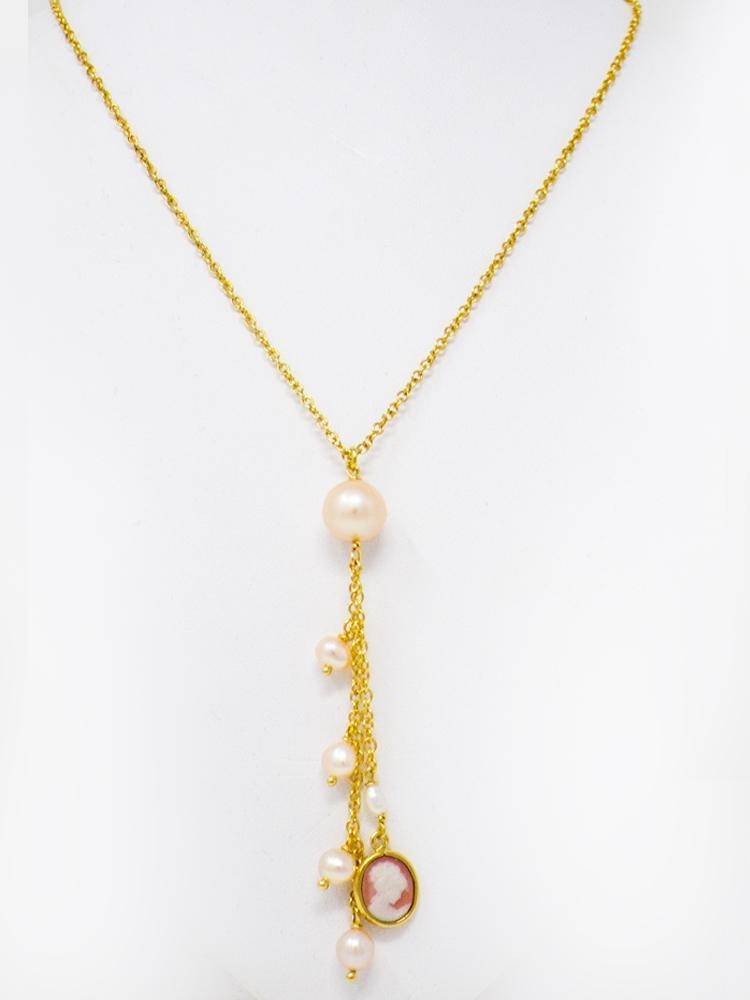 Collier Petit Camée Rose avec Perles - Image 3