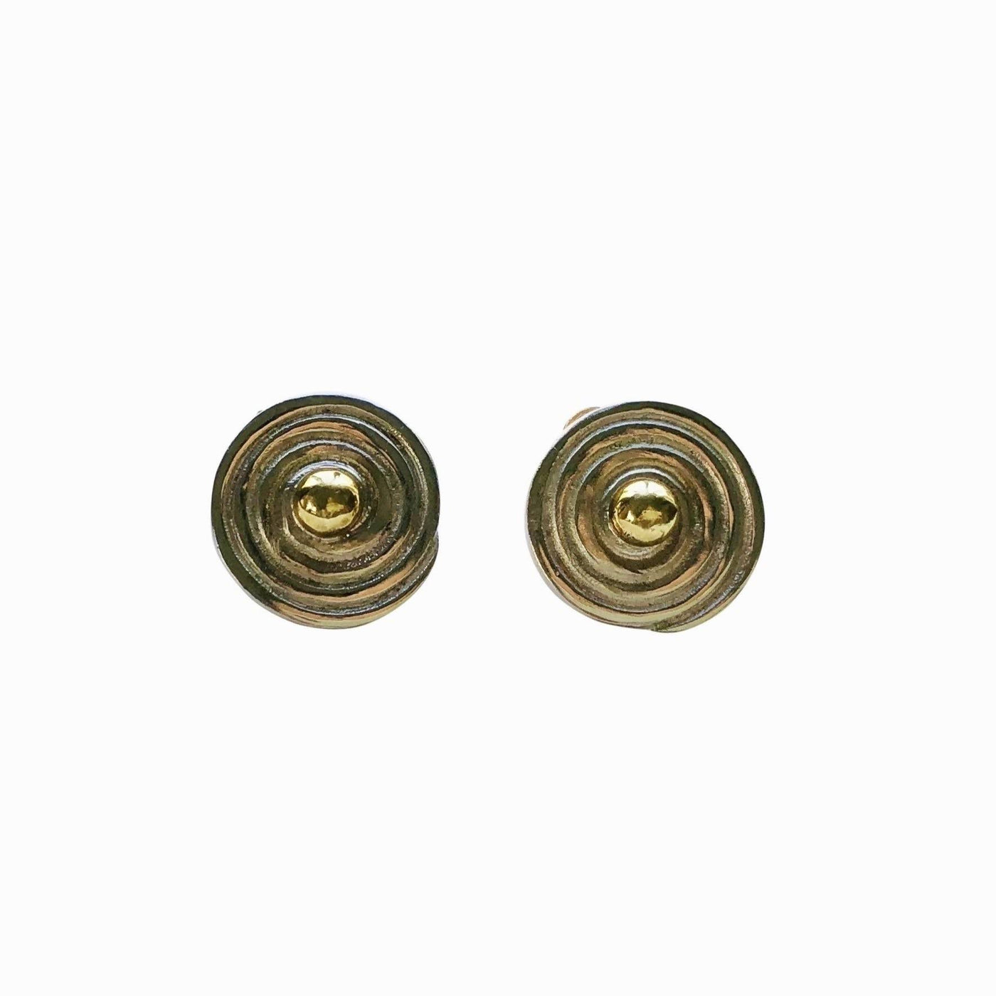 Boucles d'oreilles - Clou argent recyclé orné de bronze - Image 3