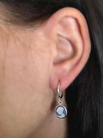 Boucles d'oreilles Créoles Camées Bleu - Image 4