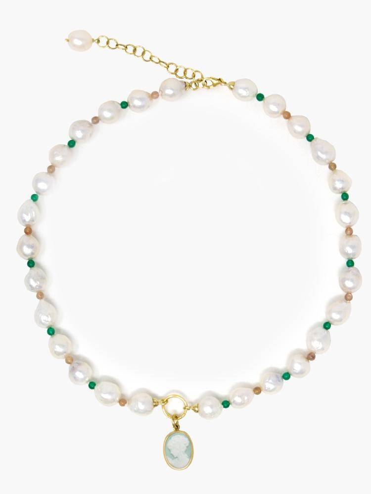 Little Lovelies Collier Perles Avec Camée Vert - Image 1